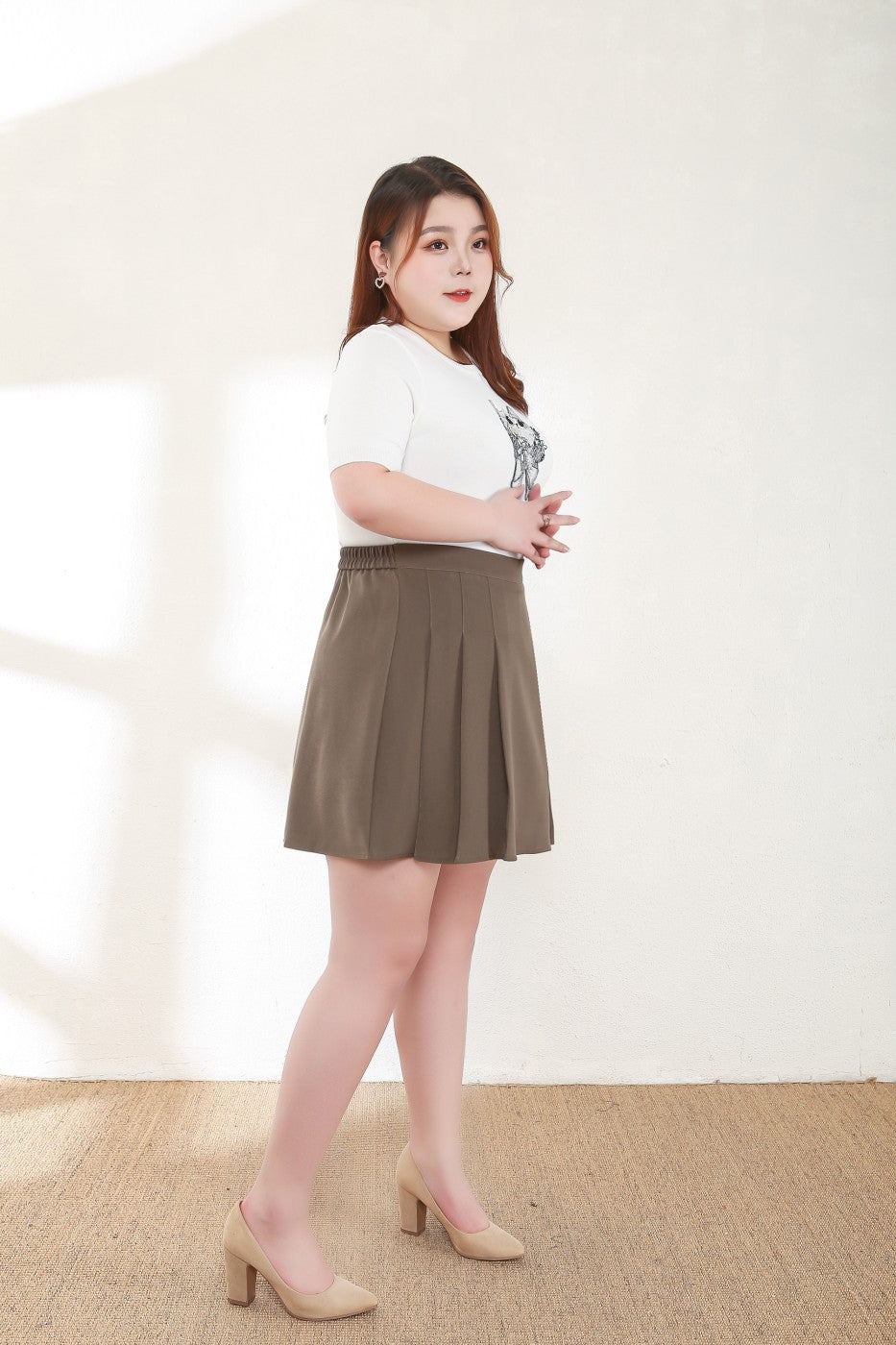 Clara Plus Size Pleat Mini Skirt