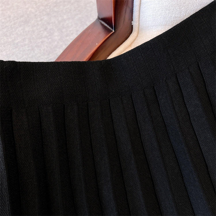 Plus Size Korean Pleat Pattern Midi Skirt