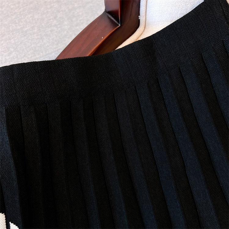 Plus Size Korean Pleat Pattern Midi Skirt