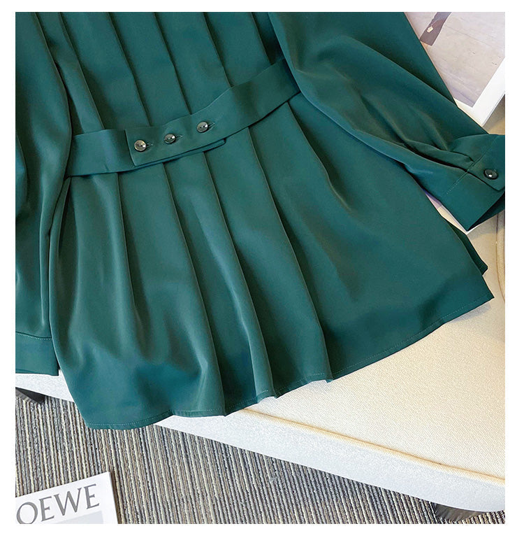 Plus Size Korean Peplum Long Sleeve Shirt Blouse