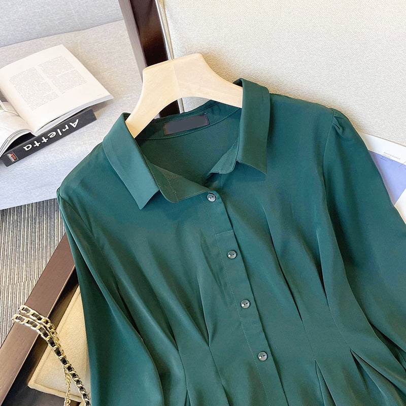 Plus Size Korean Peplum Long Sleeve Shirt Blouse