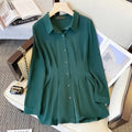 Plus Size Korean Peplum Long Sleeve Shirt Blouse
