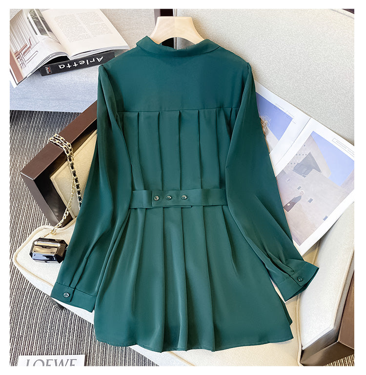 Plus Size Korean Peplum Long Sleeve Shirt Blouse