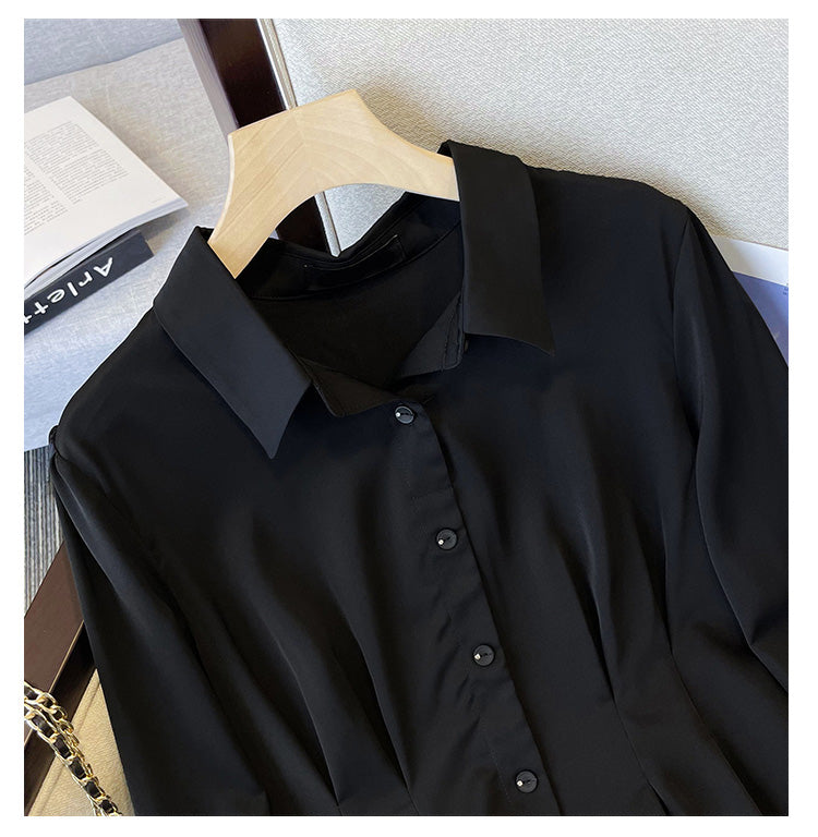 Plus Size Korean Peplum Long Sleeve Shirt Blouse