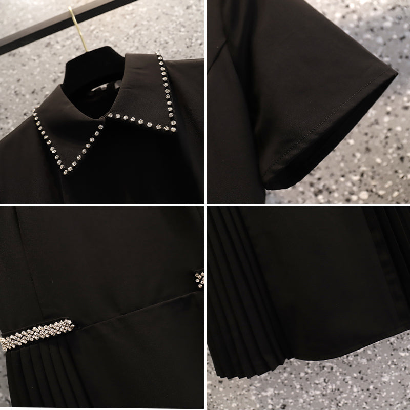 Plus Size Korean Pleat Shirt Dress