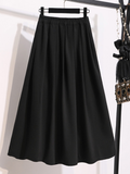 Plus Size Pleats Midi Skirt