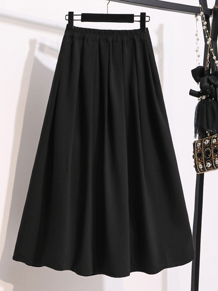 Plus Size Pleats Midi Skirt