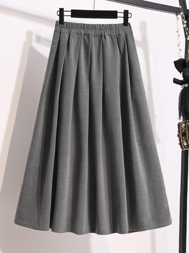 Plus Size Pleats Midi Skirt