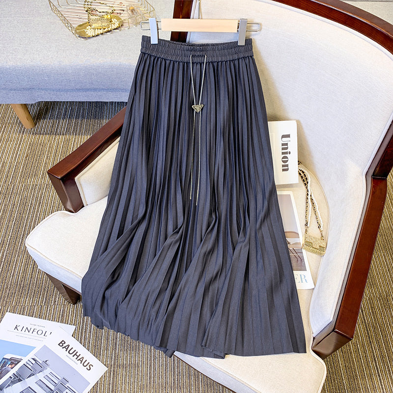 Plus Size Pleats Midi Skirt