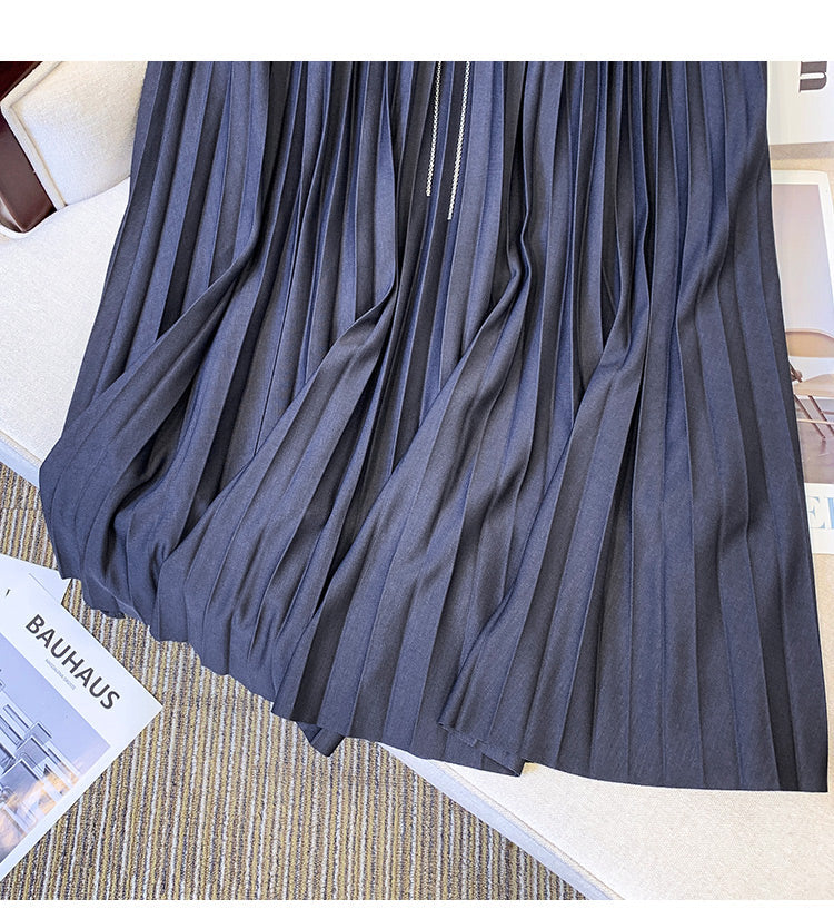 Plus Size Pleats Midi Skirt