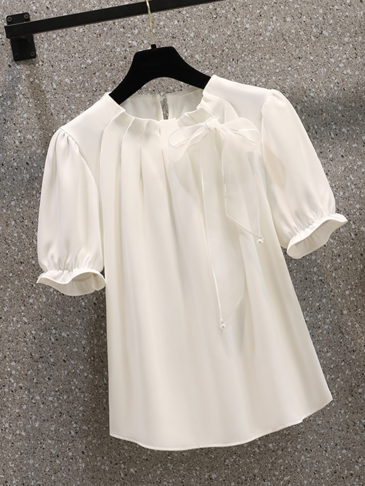 Plus Size Pussybow Pleat A Line Blouse