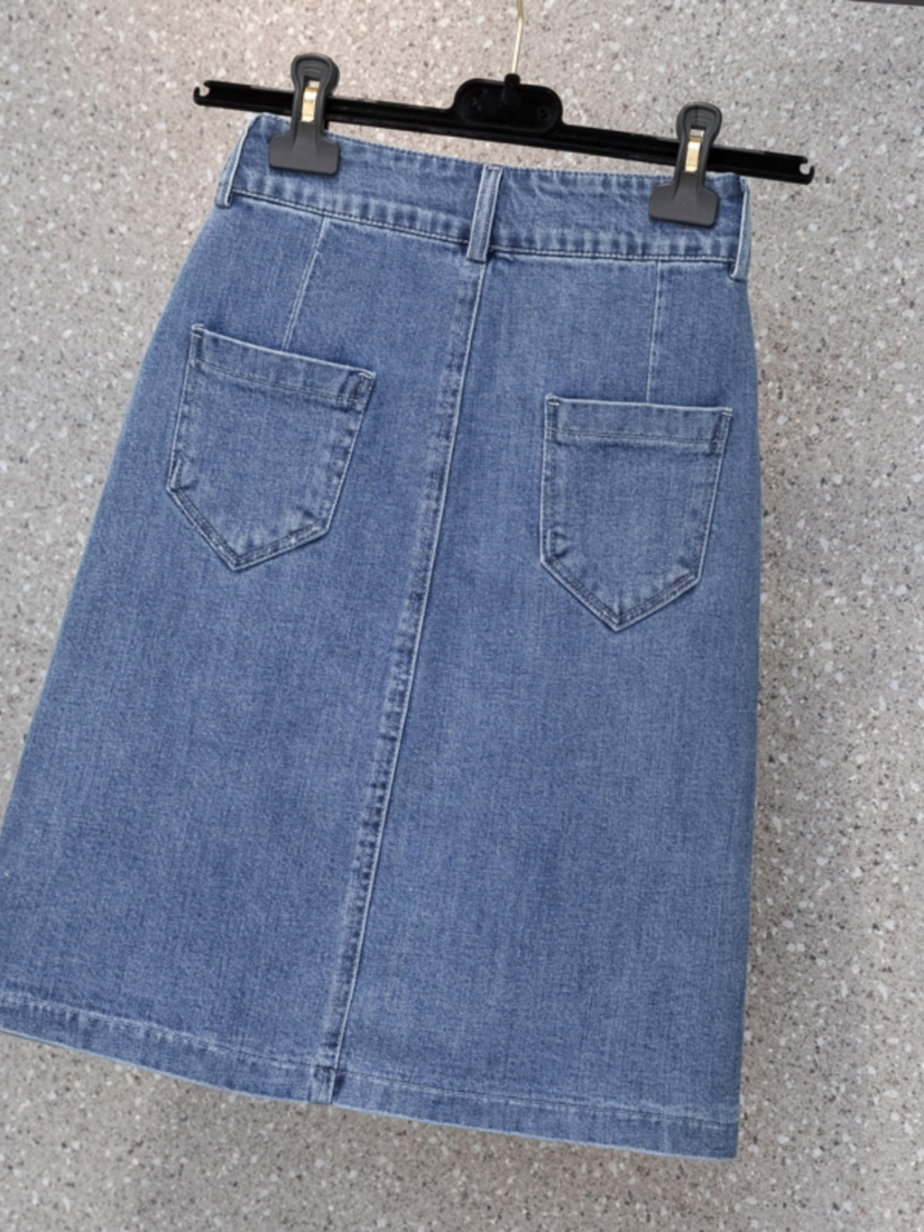Plus Size Ribbon Denim Skirt