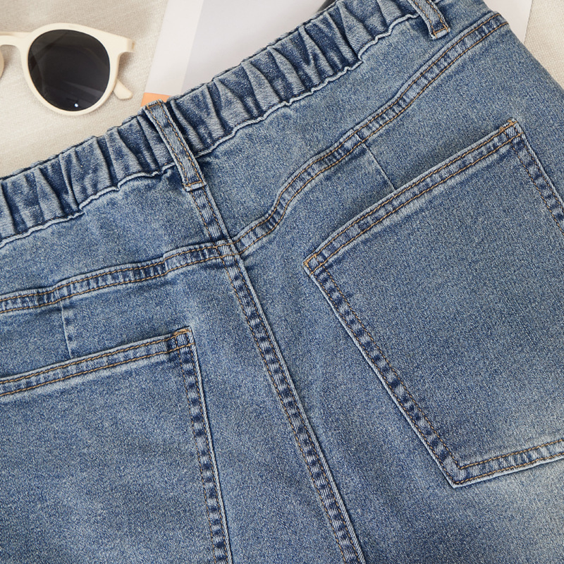Plus Size Ripped Mid Leg Denim Capri Mid Leg Denim Pants Jeans (Extra Big Size)