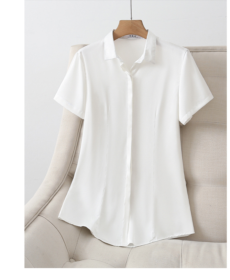 Plus Size Satin Office Short Sleeve Shirt Blouse (Extra Big Size)