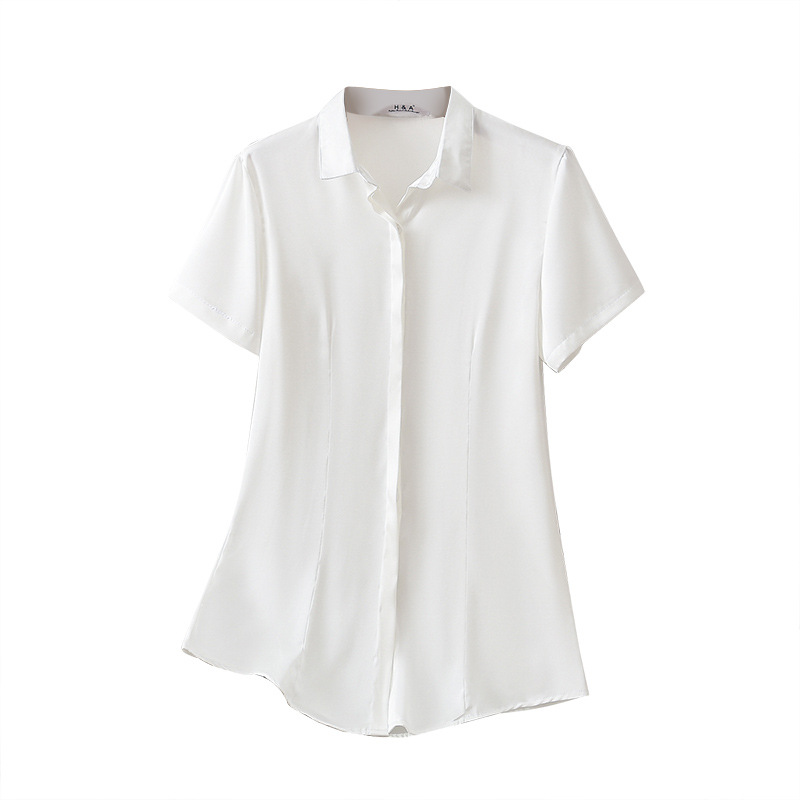 Plus Size Satin Office Short Sleeve Shirt Blouse (Extra Big Size)