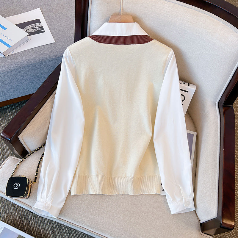 Plus Size Mock Vest Layer Shirt Blouse