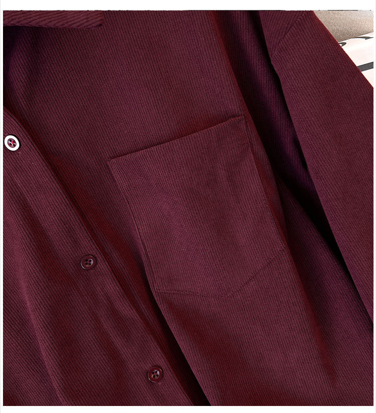 Plus Size Corduroy Long Sleeve Shirt