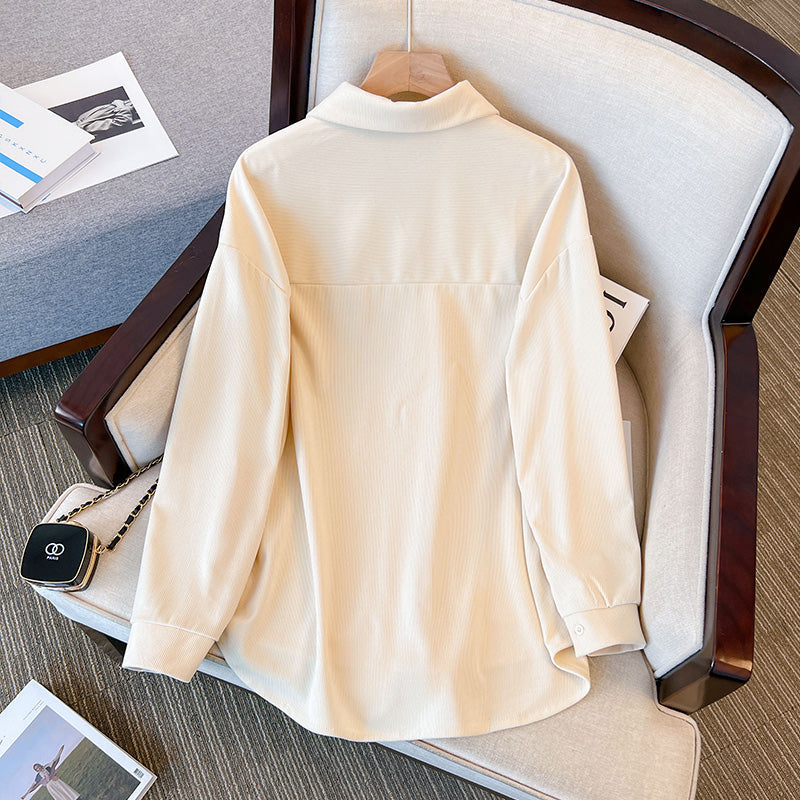 Plus Size Corduroy Long Sleeve Shirt