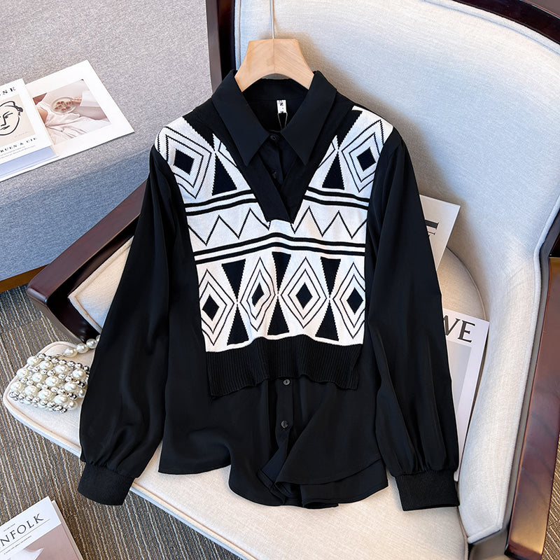 Plus Size Aztec Layer Shirt Blouse