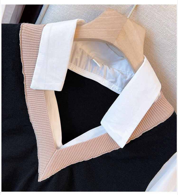 Plus Size Mock Vest Layer Shirt Blouse