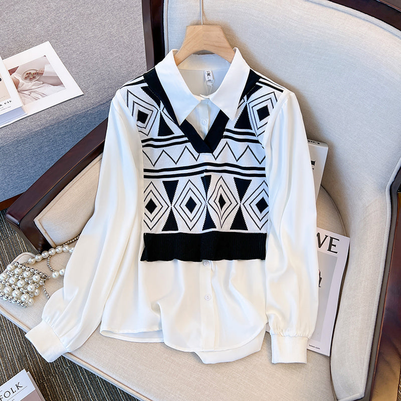 Plus Size Aztec Layer Shirt Blouse