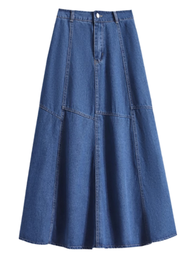 Plus Size Slant A Line Denim Skirt