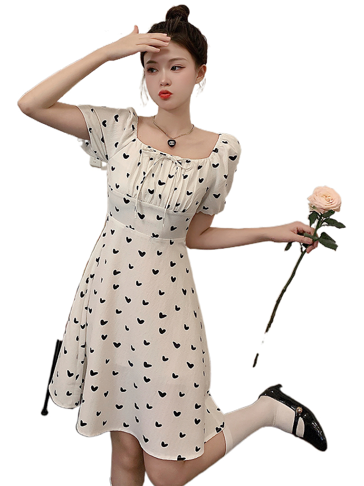 Plus Size Square Neck Hearts Dress