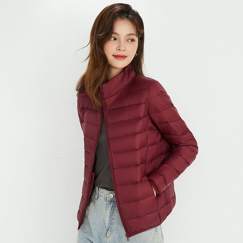 Plus Size Stand Collar Lightweight Down Jacket