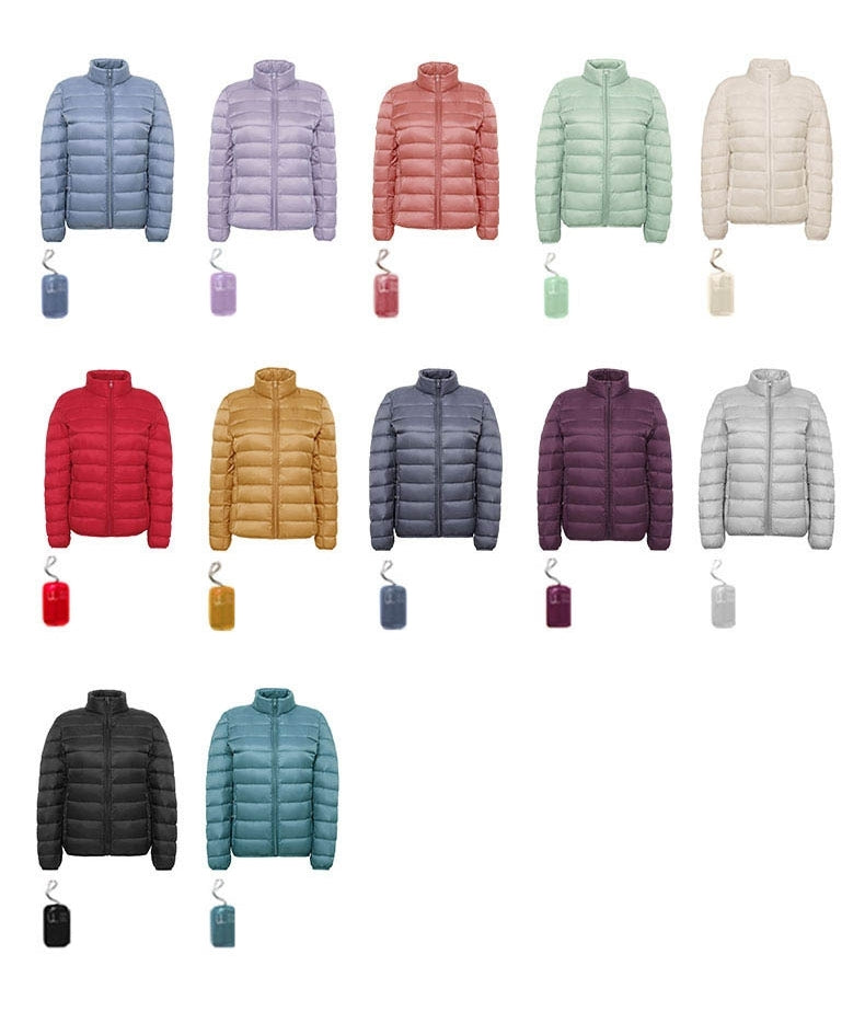 Plus Size Stand Collar Lightweight Down Jacket