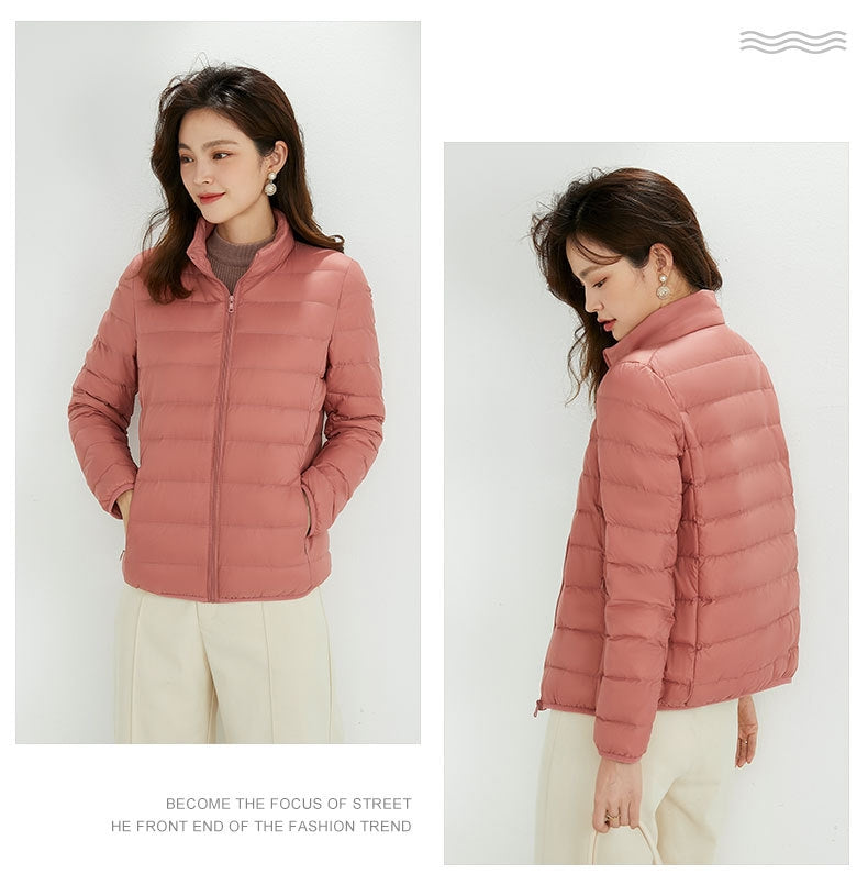 Plus Size Stand Collar Lightweight Down Jacket