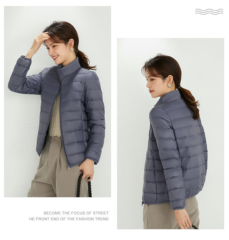 Plus Size Stand Collar Lightweight Down Jacket