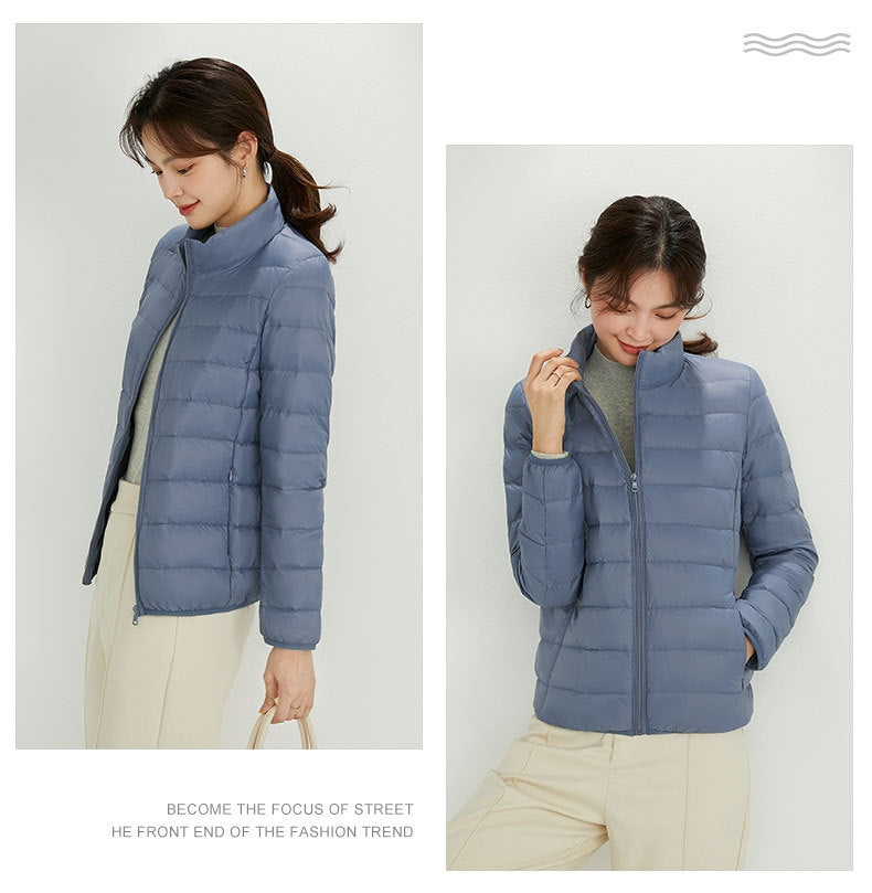 Plus Size Stand Collar Lightweight Down Jacket