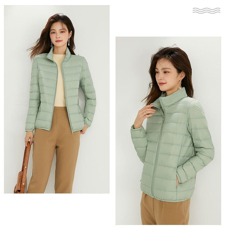 Plus Size Stand Collar Lightweight Down Jacket