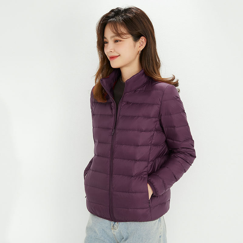 Plus Size Stand Collar Lightweight Down Jacket