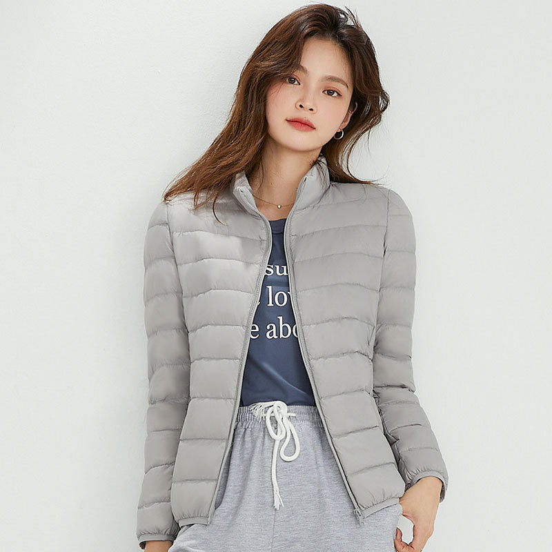 Plus Size Stand Collar Lightweight Down Jacket