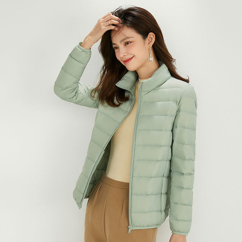Plus Size Stand Collar Lightweight Down Jacket