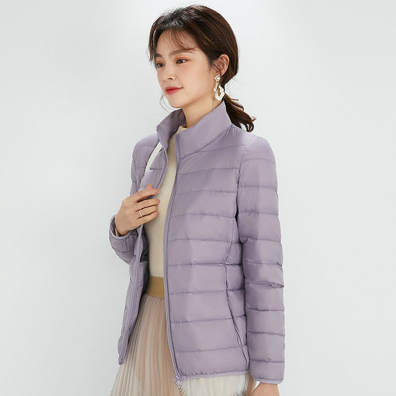 Plus Size Stand Collar Lightweight Down Jacket