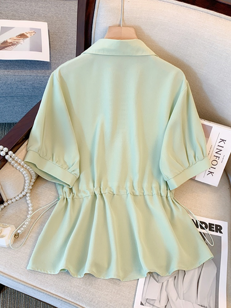 Plus Size Stripe Inner Mock 2 Piece Peplum Shirt Blouse
