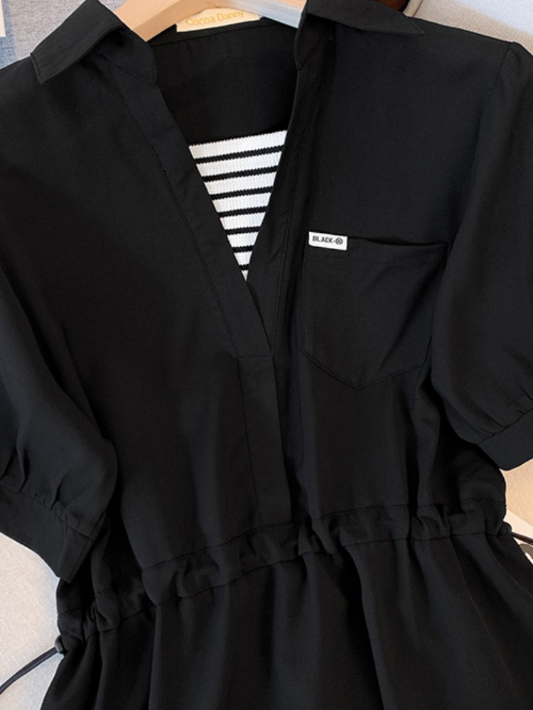Plus Size Stripe Inner Mock 2 Piece Peplum Shirt Blouse