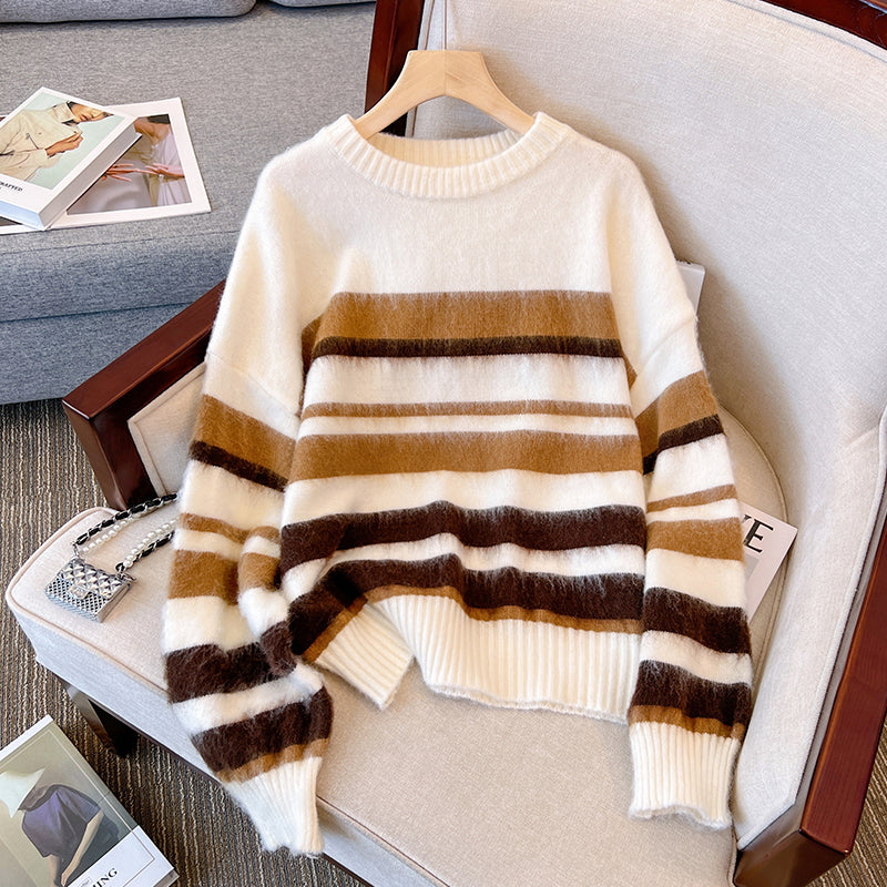 Plus Size Korean Stripe Sweater