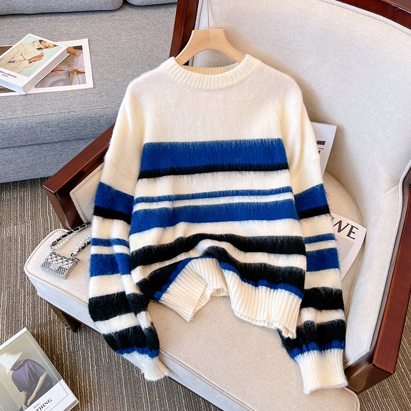Plus Size Korean Stripe Sweater