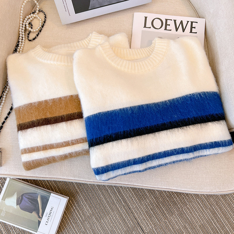 Plus Size Korean Stripe Sweater