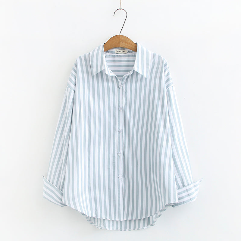 (Special Price!) Plus Size Stripe Long Sleeve Shirt (EXTRA BIG SIZE)