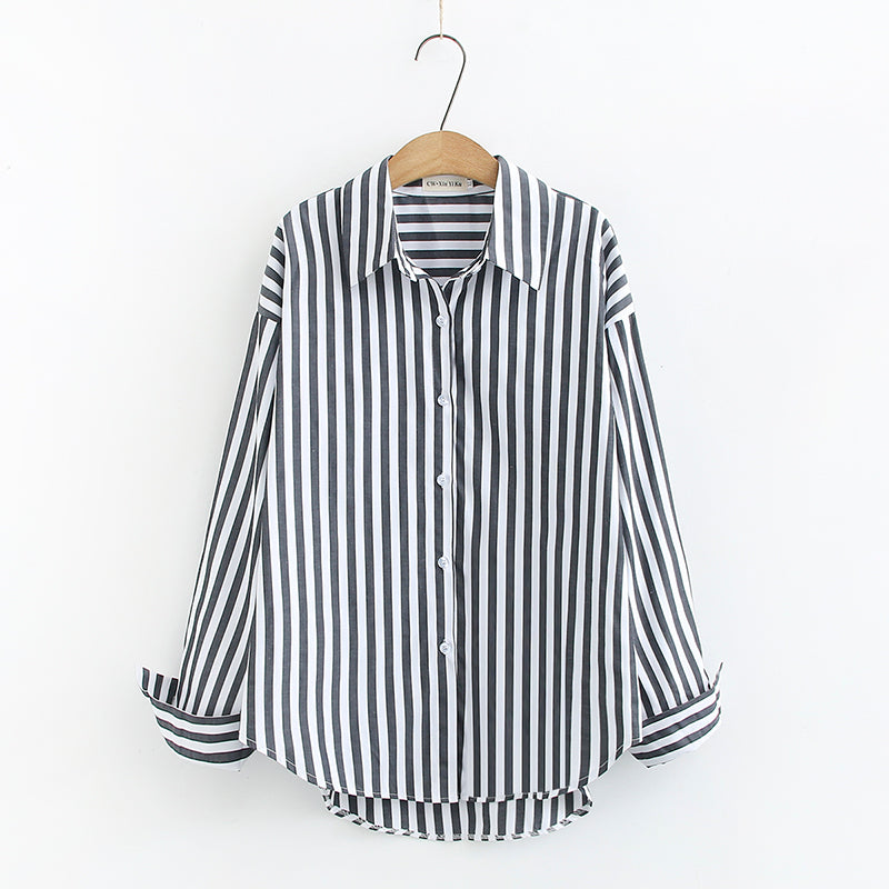 (Special Price!) Plus Size Stripe Long Sleeve Shirt (EXTRA BIG SIZE)