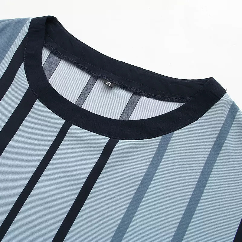 Plus Size Stripes Mixed Print Top