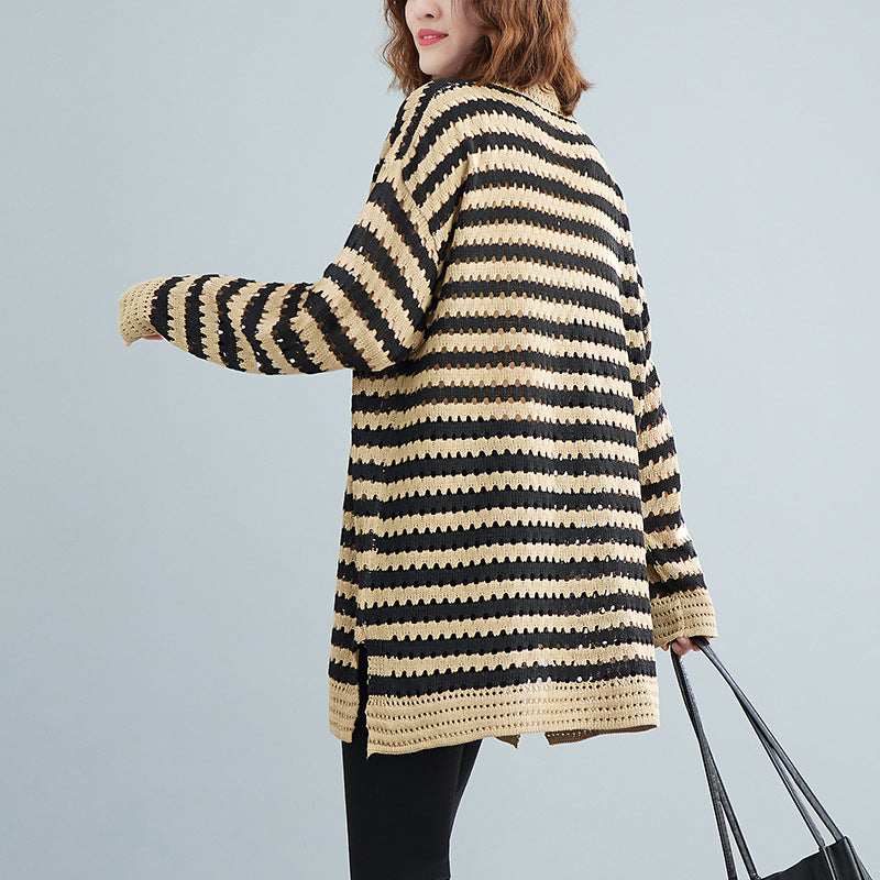 Plus Size Chevron V Neck Sweater