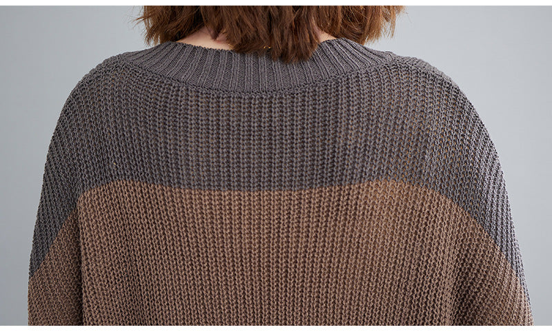 Plus Size Stripe V Neck Sweater