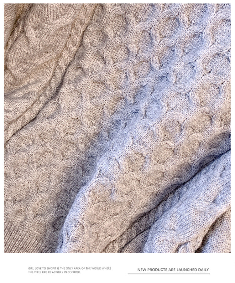Plus Size Korean Cable Knit Grey Sweater
