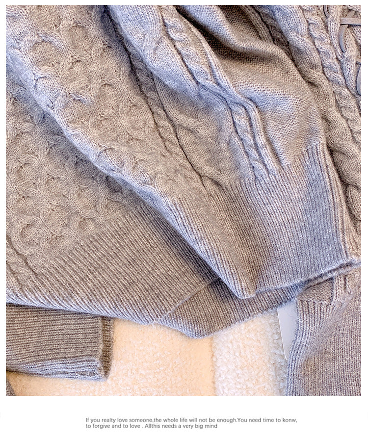 Plus Size Korean Cable Knit Grey Sweater