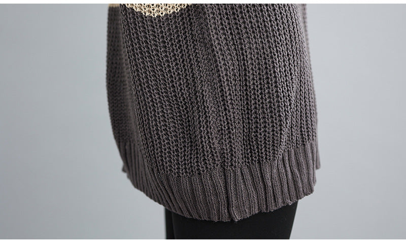 Plus Size Stripe V Neck Sweater